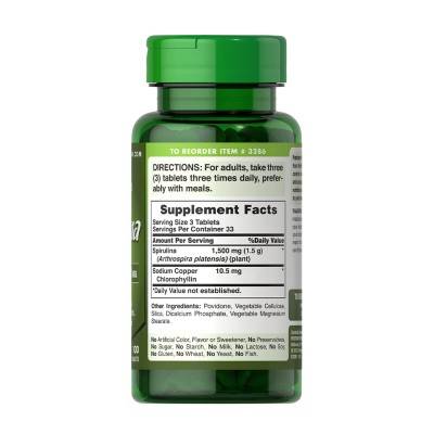 Puritan's Pride - Spirulina 500 mg - 100 Tablets