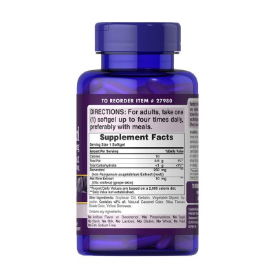 Puritan's Pride - Resveratrol 250 mg - 60 Softgels