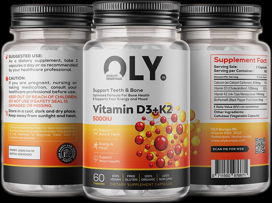 Oly - Vitamin D3+K2, 5000IU - 60 vcaps