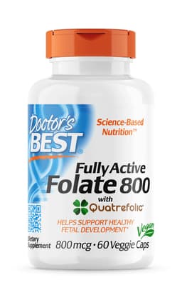 Doctor's Best - Fully Active Folate 800 With Quatrefolic - 60 Vcaps