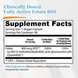 Doctor's Best - Fully Active Folate 800 With Quatrefolic - 60 Vcaps