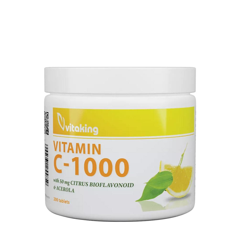 Vitaking Vitamin C 1000 mg with 50 mg Citrus Bioflavonoids and Acerola - 200 Tablets – Vitaking förpackning