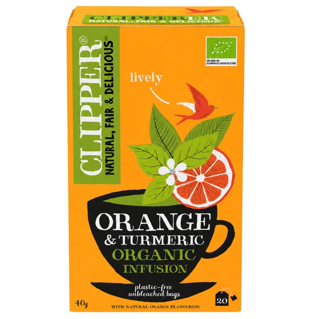Clipper - Orange & Turmeric Organic Infusion – CLIPPER förpackning
