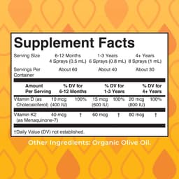 Maryruth'S - Toddler Vitamin D3+K2 Organic Liquid Drops - 1 Fl oz