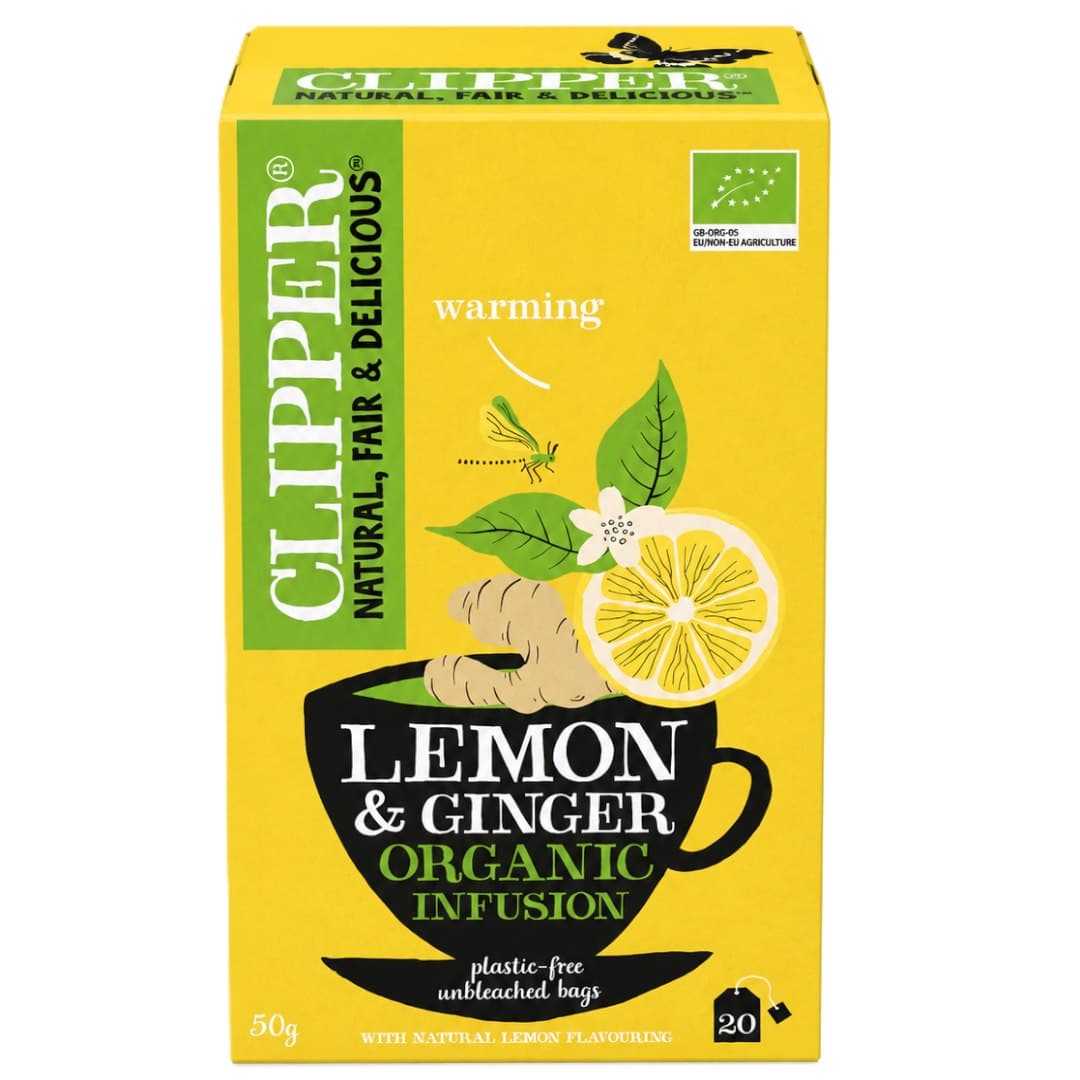 CLIPPER - Lemon & Ginger Organic Infusion – CLIPPER förpackning