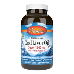 Carlson Labs - Wild Norwegian Cod Liver Oil Gems - 250 Sgels