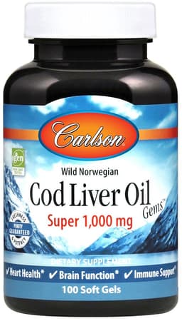 Carlson Labs - Wild Norwegian Cod Liver Oil Gems - 250 Sgels