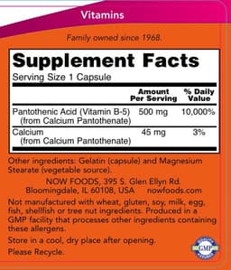 NOW Foods - Pantothenic Acid 500mg - 250 Caps