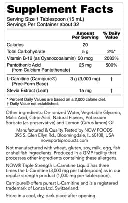 Now Foods - L-Carnitine Triple Strength - 473ml