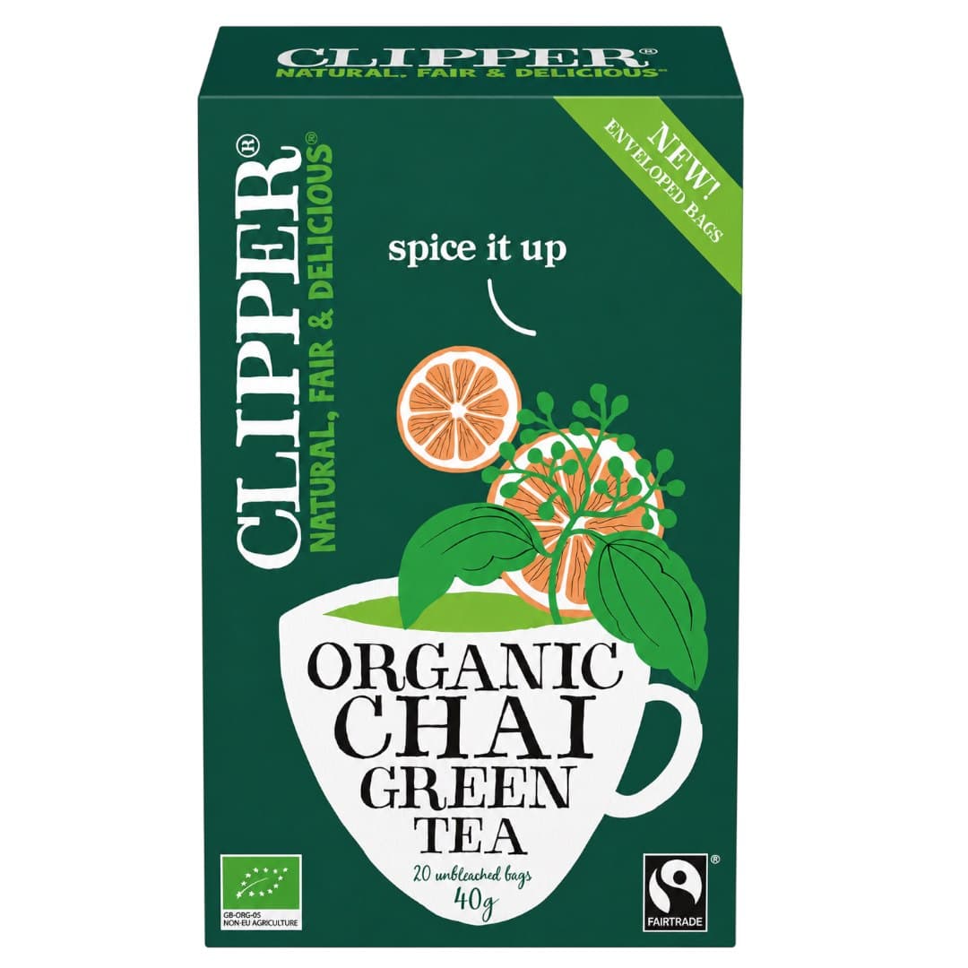 Clipper - Organic Chai Green Tea – CLIPPER förpackning