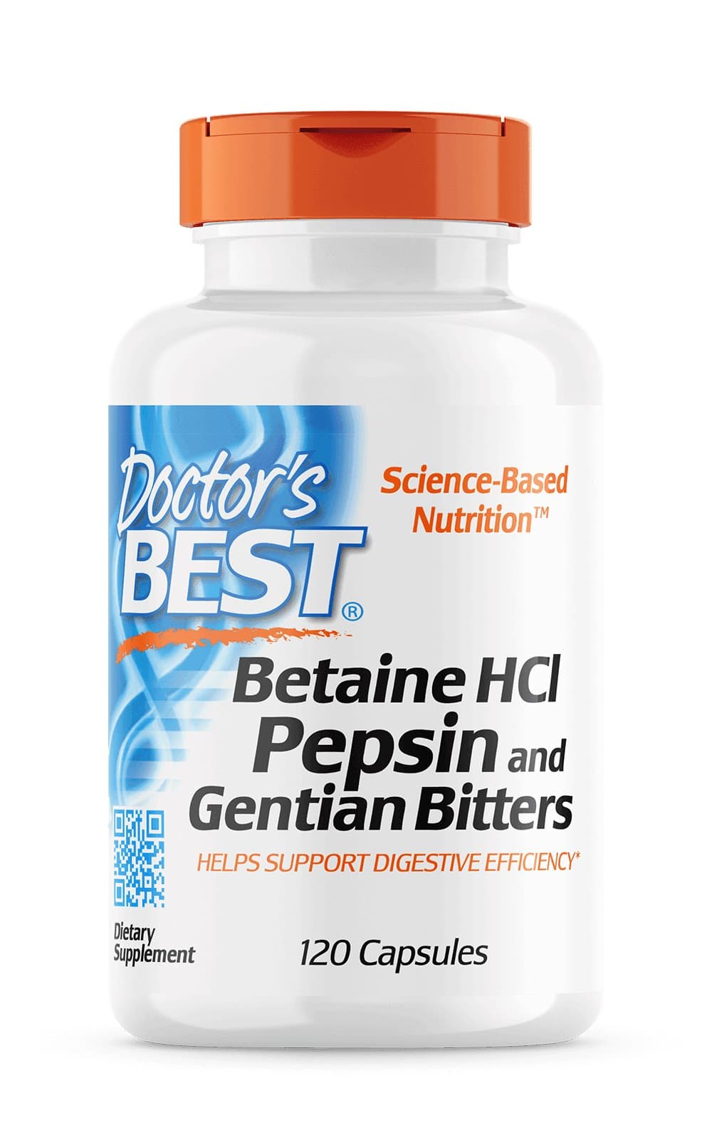 Doctor's Best - Betaine HCL Pepsin & Gentian Bitters - 120 Caps