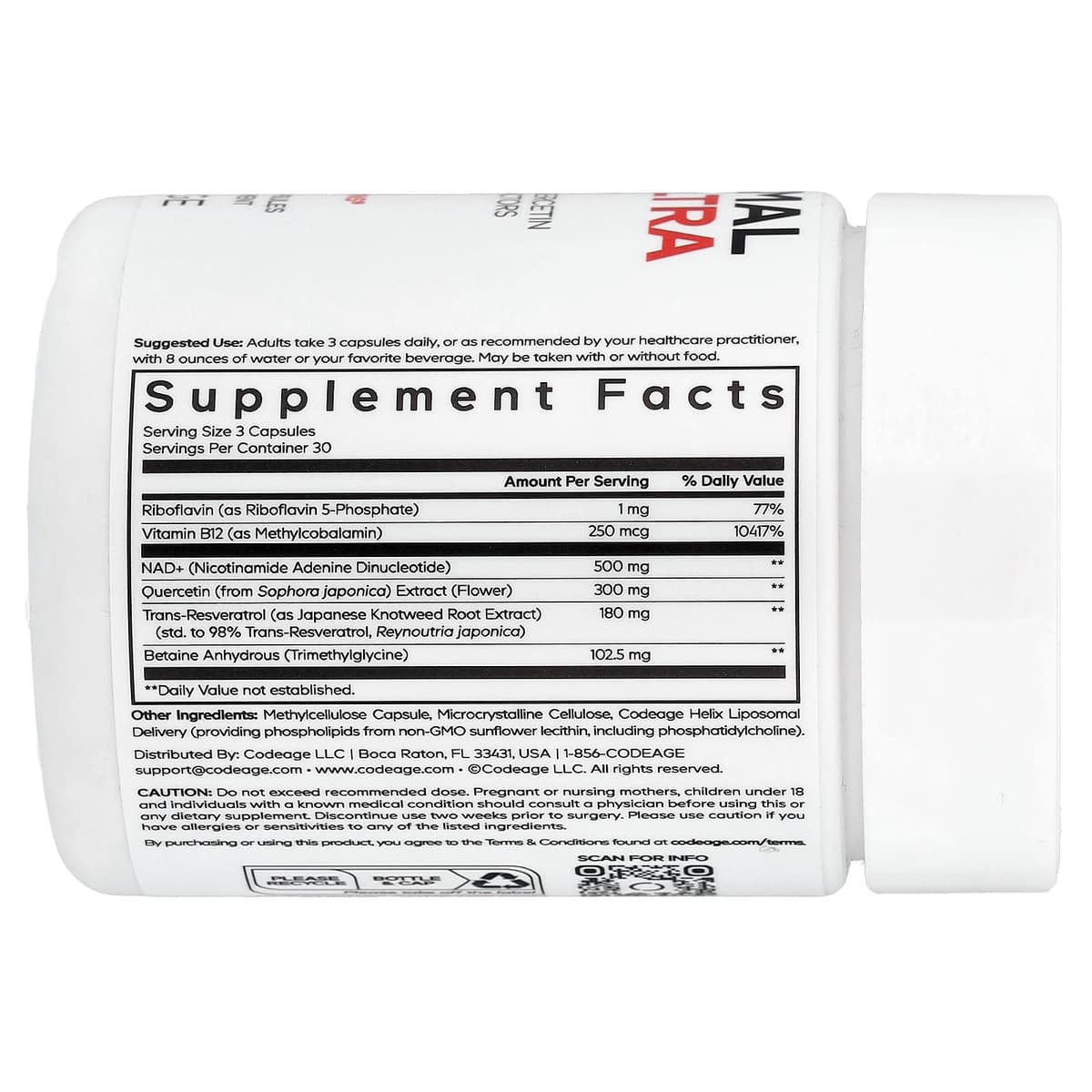 Codeage Liposomal Nad+ Ultra - 90 Vcaps - 90 Vegetable Caps