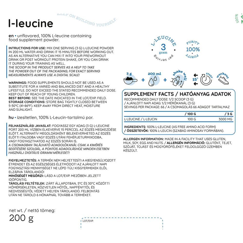 Nutiversum - L-Leucin - 200g / 66 Portioner