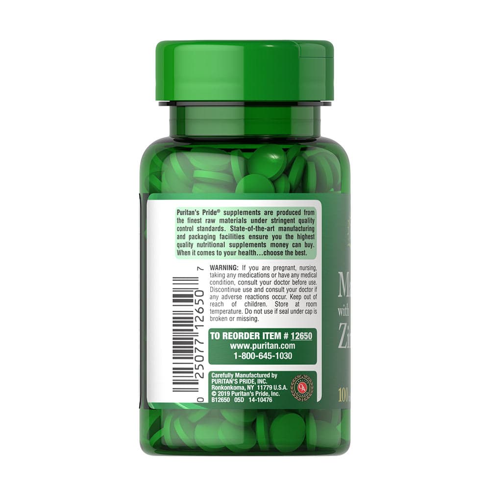 Puritan's Pride - Magnesium With Zinc - 100 Tabs