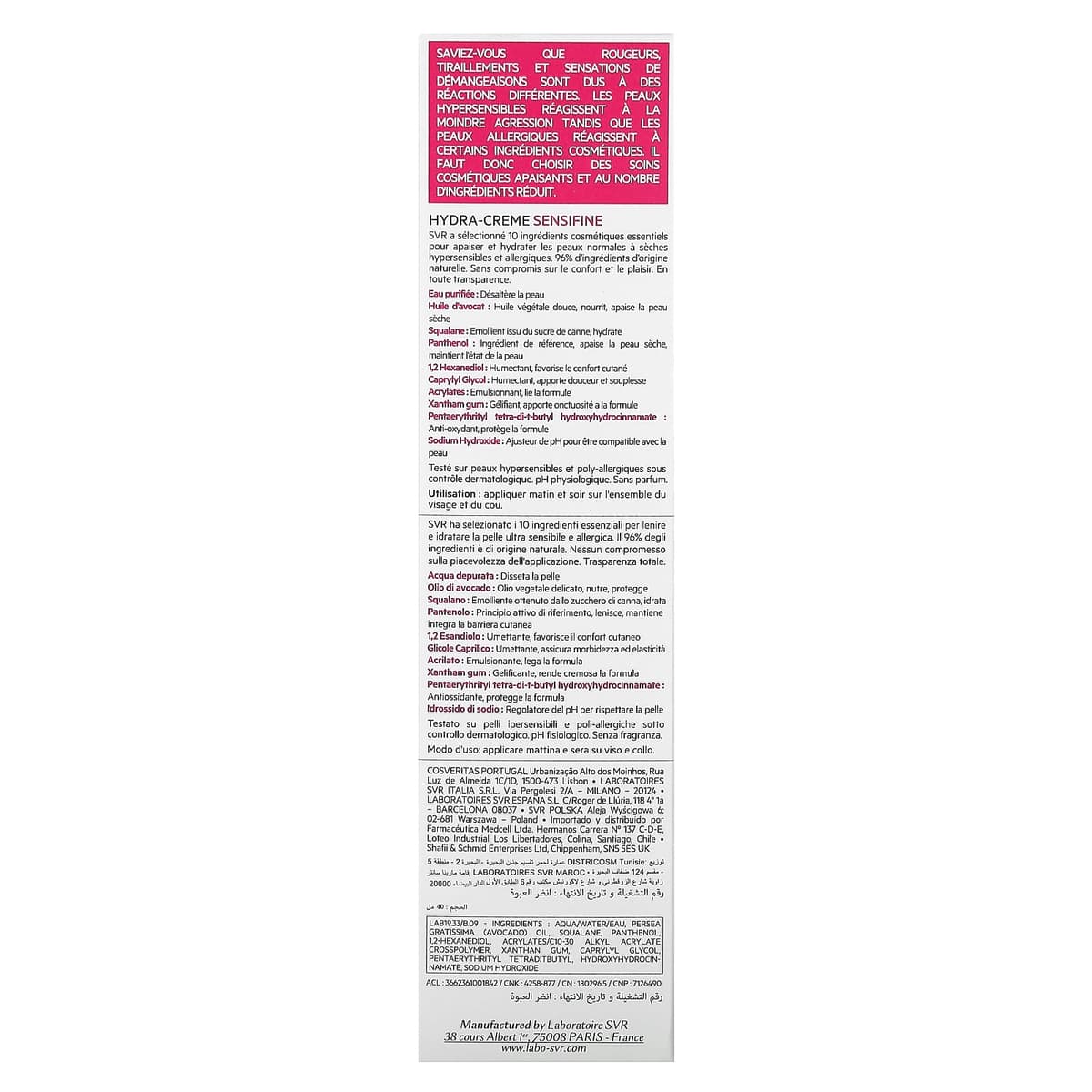 SVR - Sensifine Hydra-Creme 40 ml