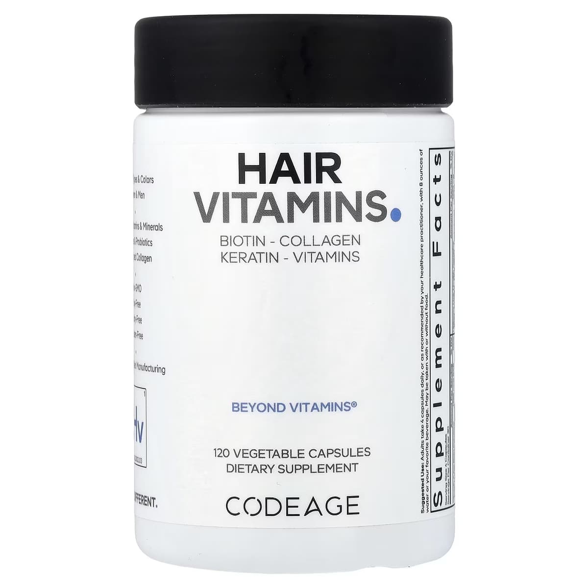 Codeage Hair Vitamins - 120 Vcaps - 120 Vegetable Caps
