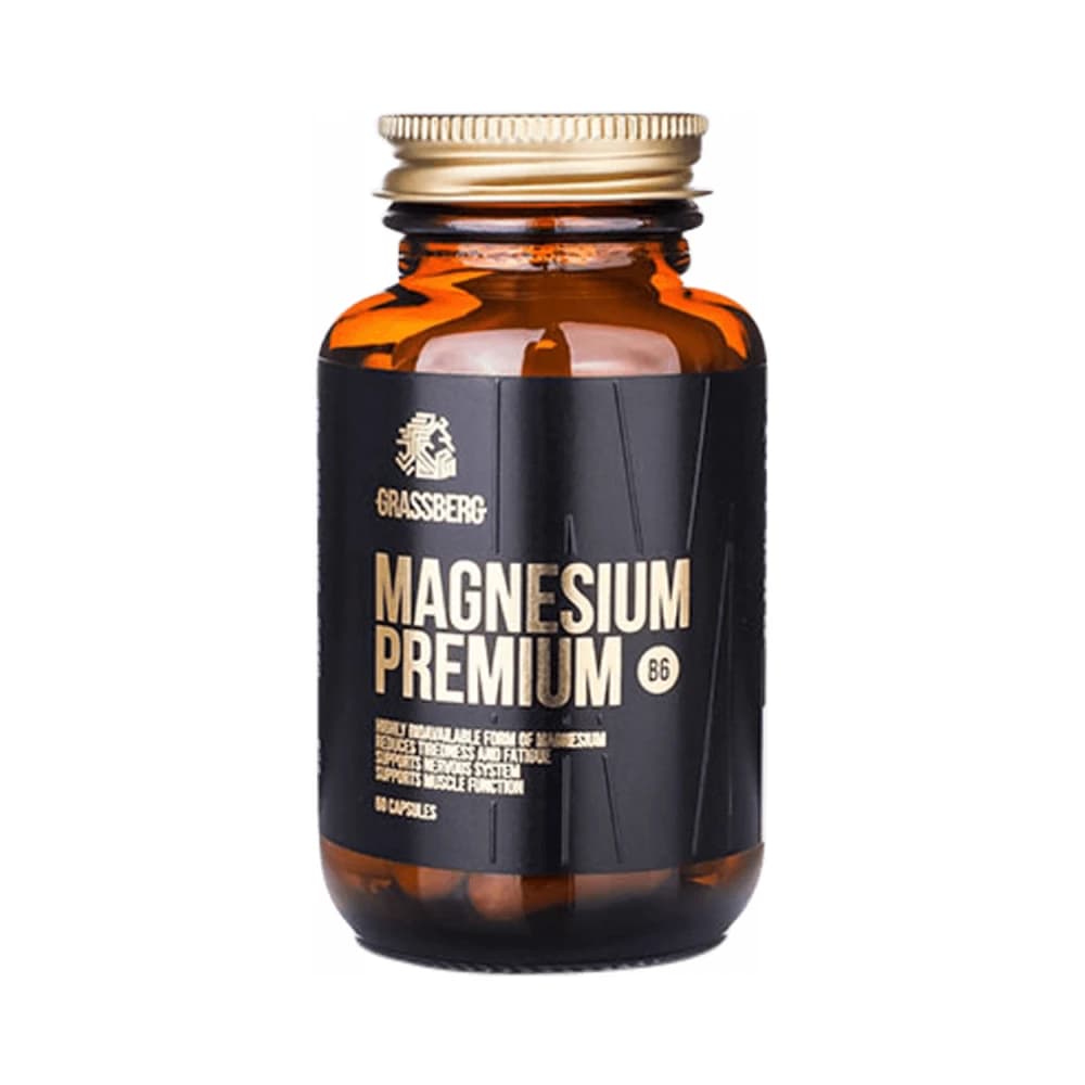 Grassberg - Magnesium Premium B6 - Unflavoured - 60 capsules – Grassberg förpackning