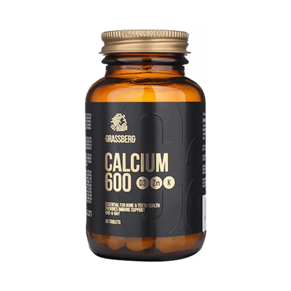 Grassberg - Calcium 600 D3+Zn+K - Unflavoured - 60 tablets – Grassberg förpackning