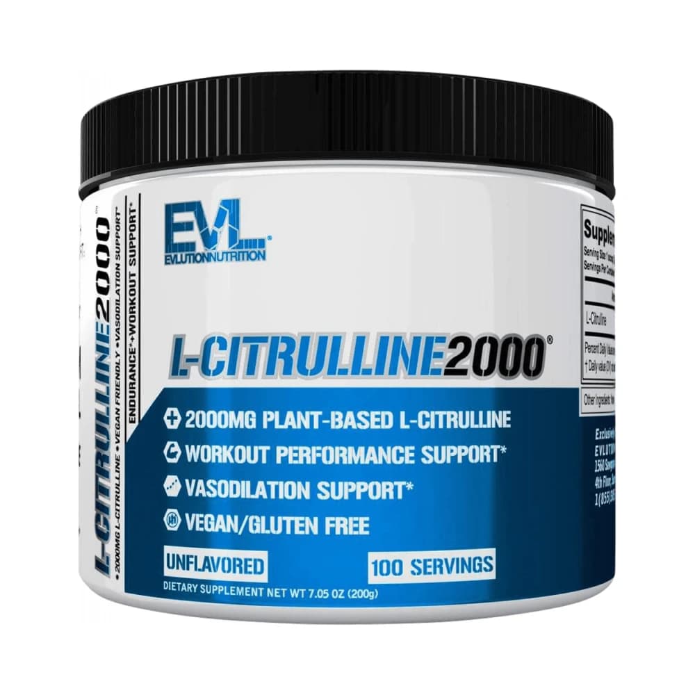 EVLution Nutrition - L-Citrulline 2000 Unflavoured Powder 200g – Evlution Nutrition förpackning