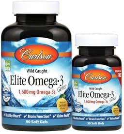 Carlson Labs - Omega-3 Gems Luonnollinen sitruuna 1600 mg - 120 kapselia