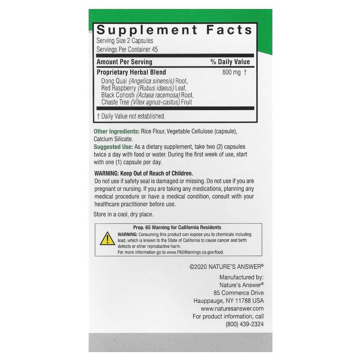 Nature'S Answer Female Complex - 90 Vcaps