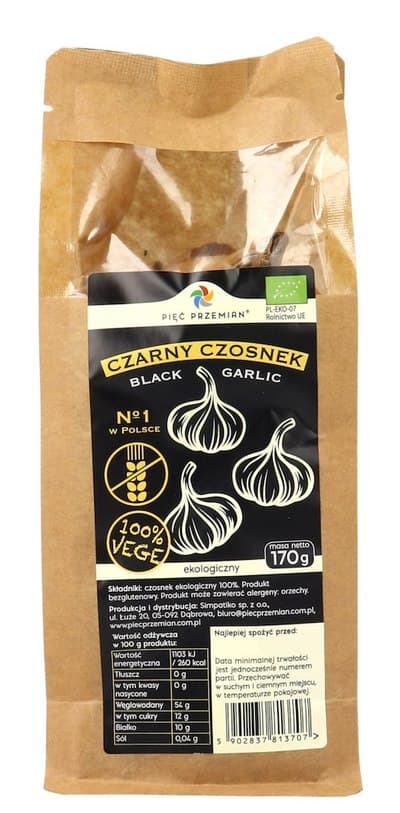 Pięć Przemian - Økologiske sorte hvidløg - 170 g – Pięć Przemian emballage