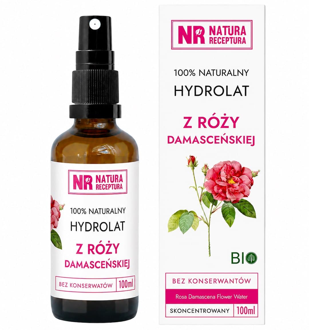 Natura Receptura - Damask Rose Hydrolat - 100ml – Natura Receptura förpackning