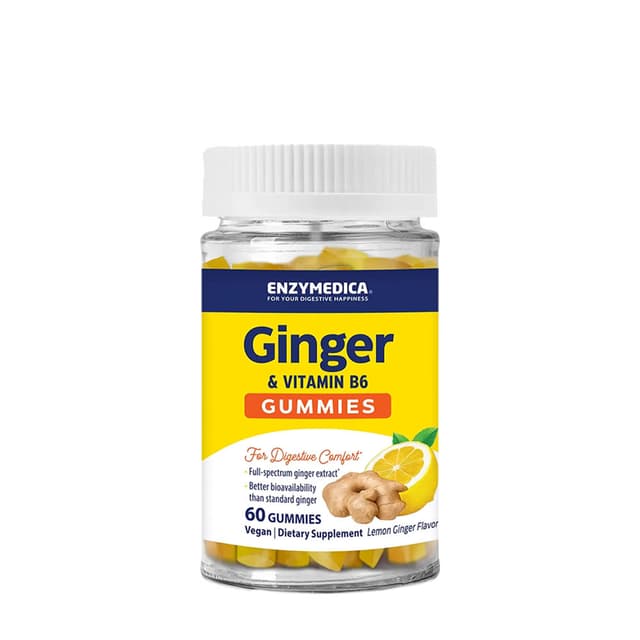 Enzymedica - Ginger & Vitamin B6 Gummies - Lemon Ginger - 60 Gummies – Enzymedica