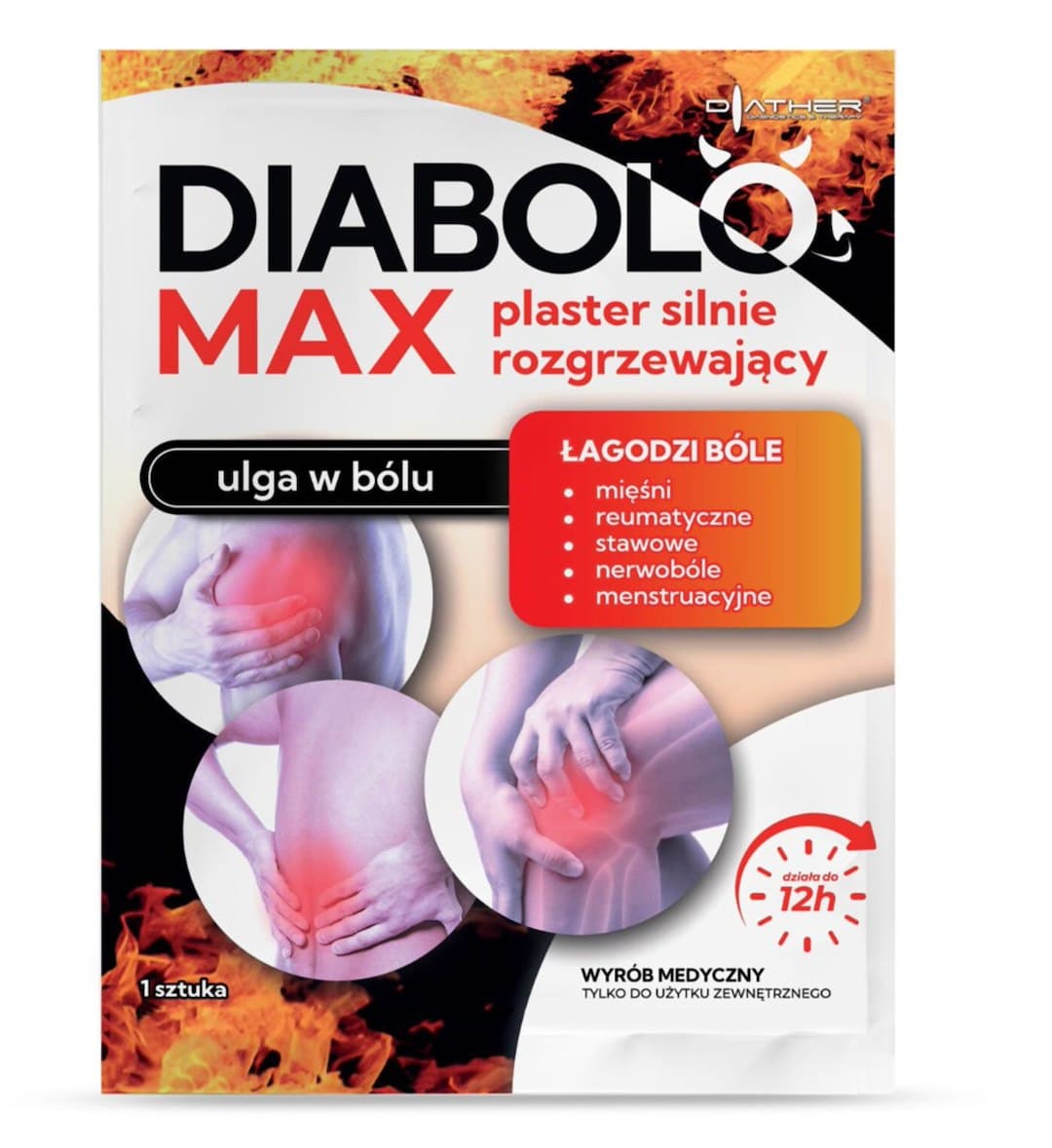DIATHER - Diabolo Max Warming Plaster - 1 piece – DIATHER förpackning