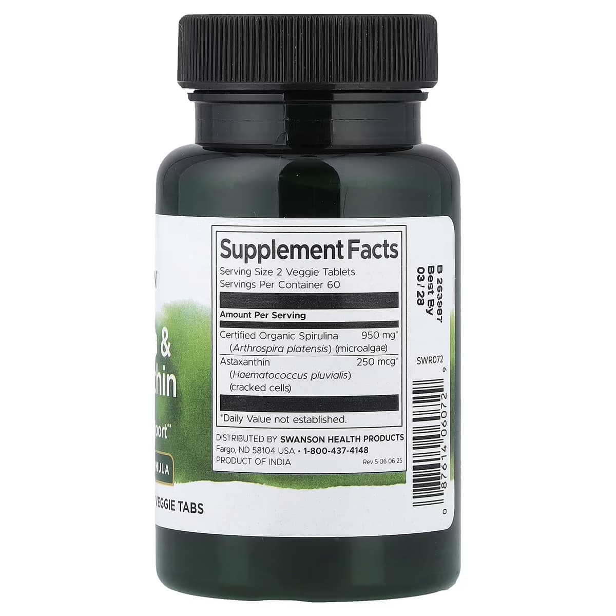 Swanson - Spirulina & Astaxanthin - 120 Veggie Tabs