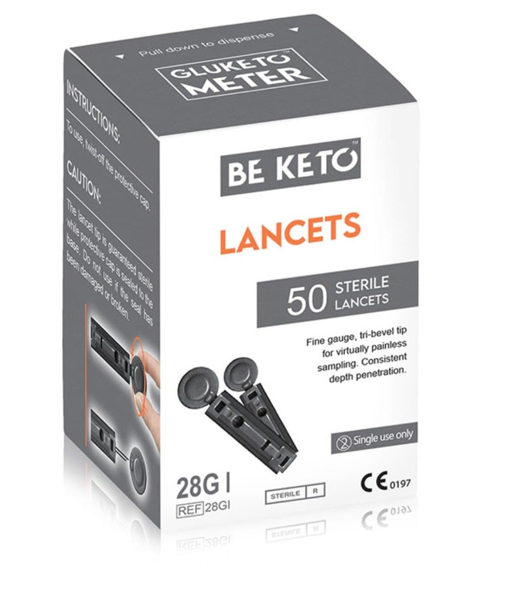Be Keto - Lancets - 50 Sterile Lancets – BE KETO förpackning