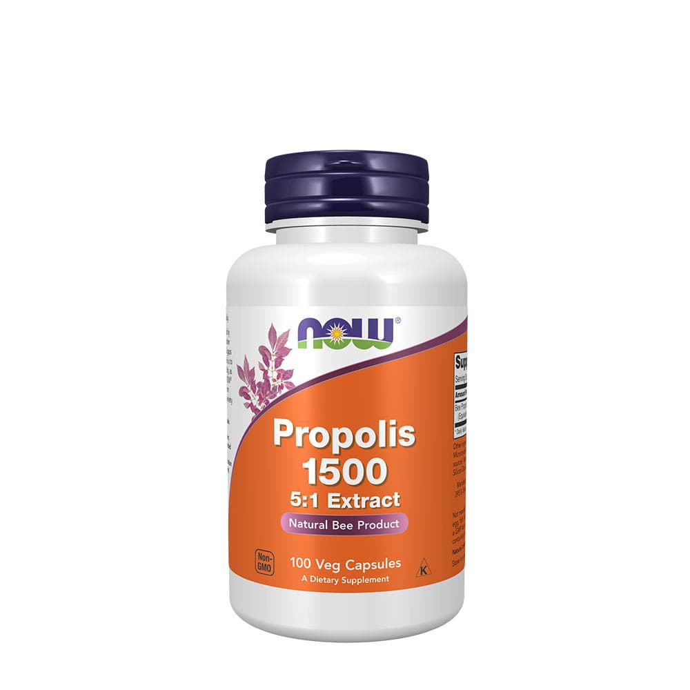 NOW Foods - Propolis 1500 5:1 Extract - 100 Vcaps – NOW Foods förpackning