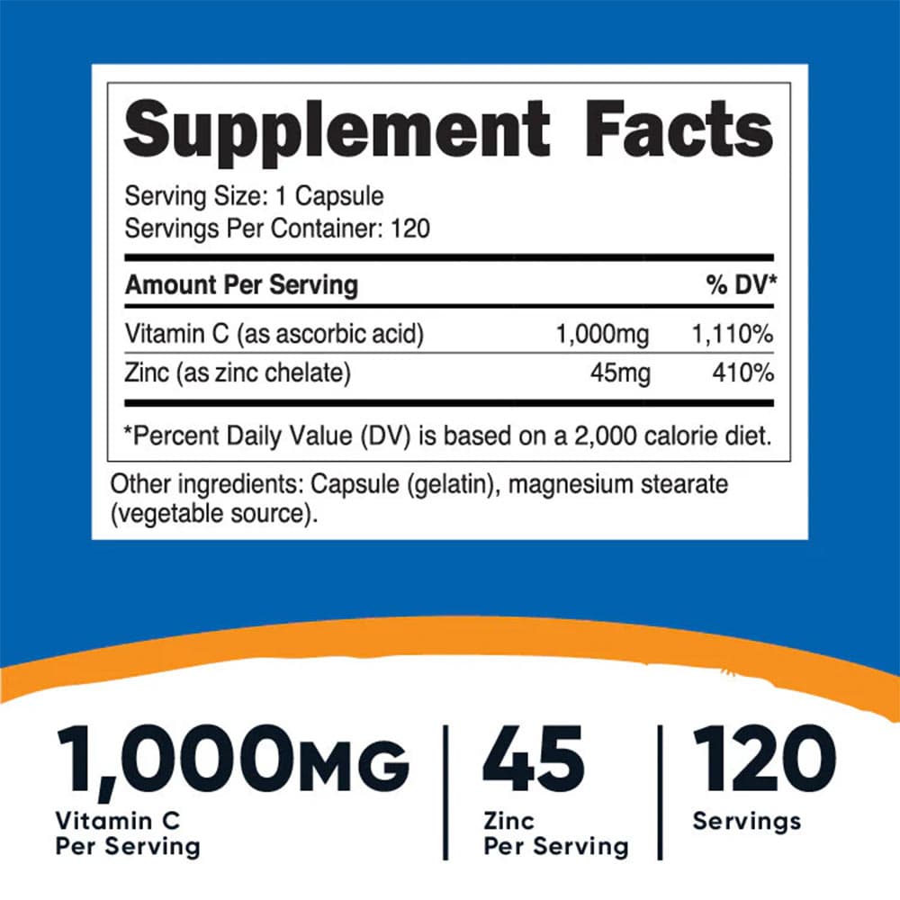 Nutricost - Vitamin C With Zinc - 240 Caps