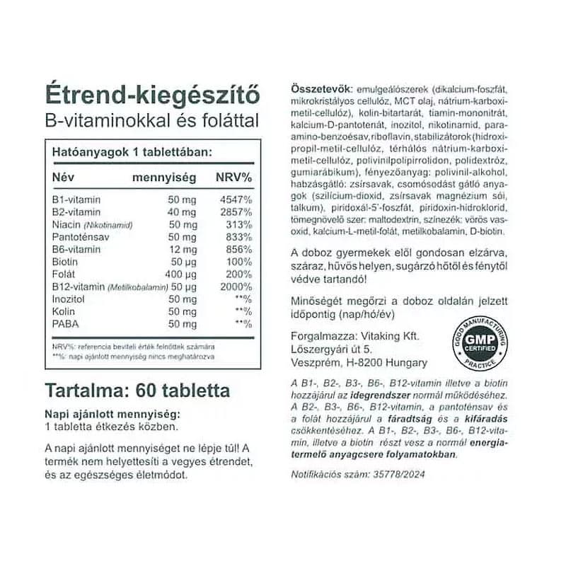 Vitaking - Vitamin B-50 Complex - 60 Tabs