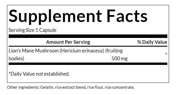 Swanson - Täyden spektrin Leijonanharja-sieni - 500 mg - 60 kapselia