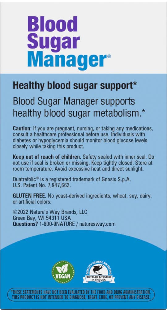 Nature'S Way - Blood Sugar Manager - 60 Tabs