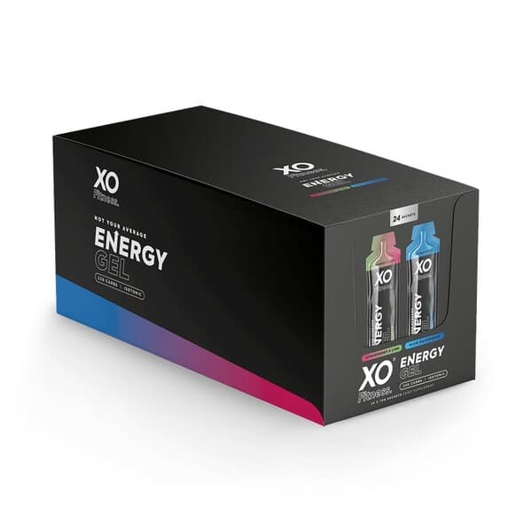 XO - Energy Gel, Strawberry Lime & Blue Raspberry - 24 x 70g – XO förpackning