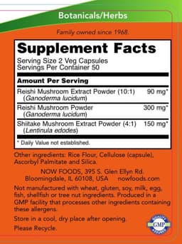 NOW Foods - Rei-Shi Mushrooms - 100 Veg Capsules