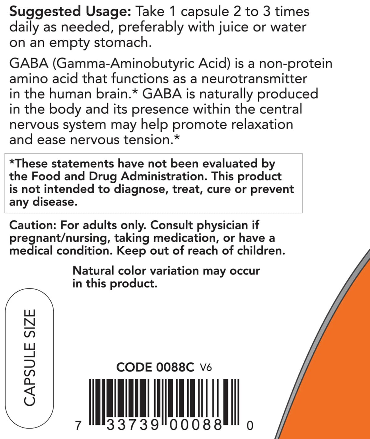 NOW Foods - GABA - 200 Veg Capsules