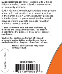NOW Foods - GABA - 200 Veg Capsules