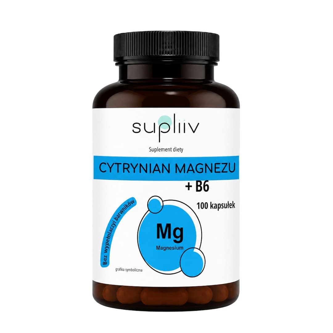 Supliiv - Magnesium Citrate + B6 - 100 Kapsułek (100 Caps) – Supliiv förpackning