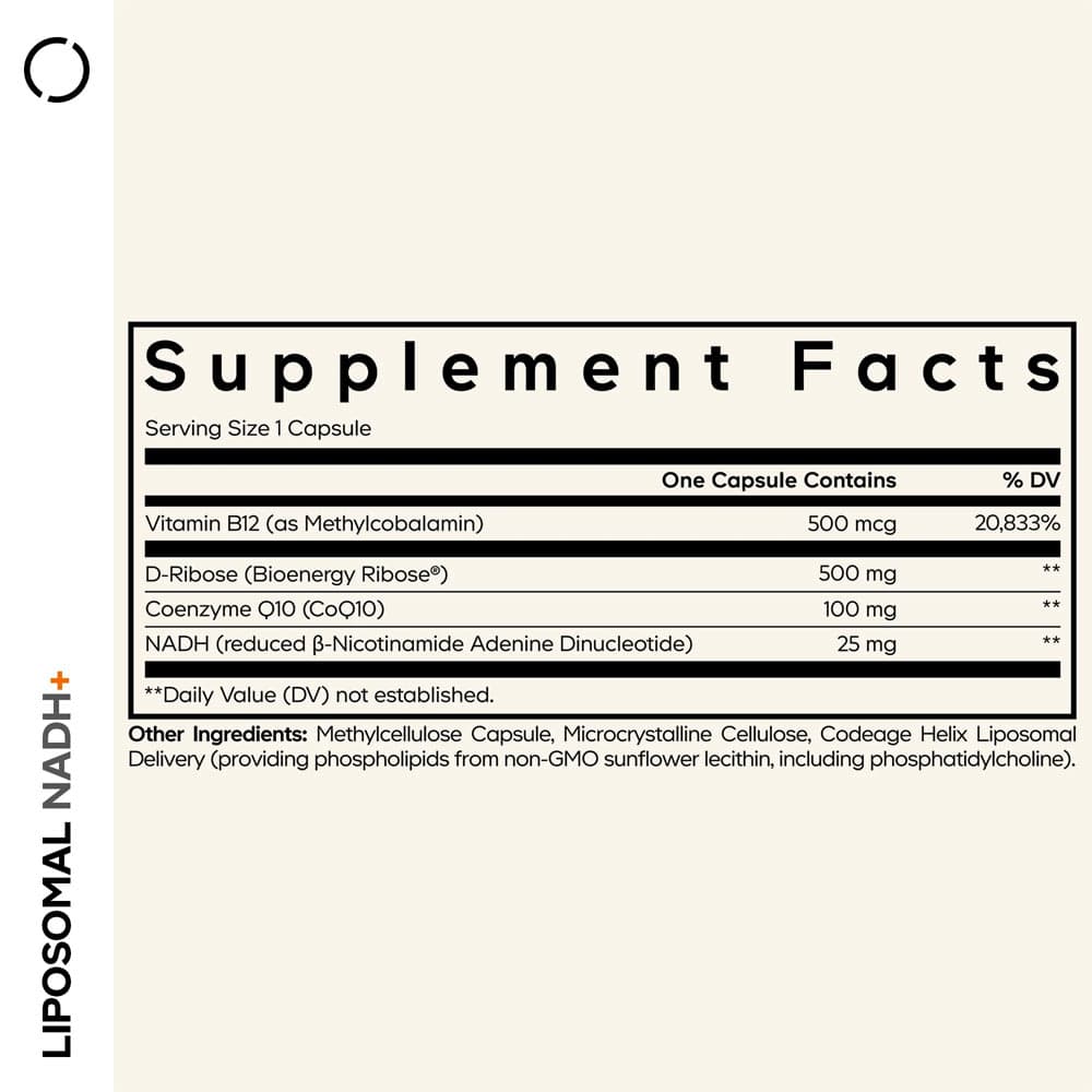 Codeage Liposomal Nadh+ - 60 Vcaps - 60 Vegetabilske Kapsler