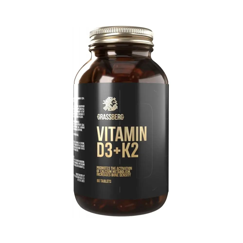 Grassberg - D3+K2 - Unflavoured - 60 tablets – Grassberg förpackning