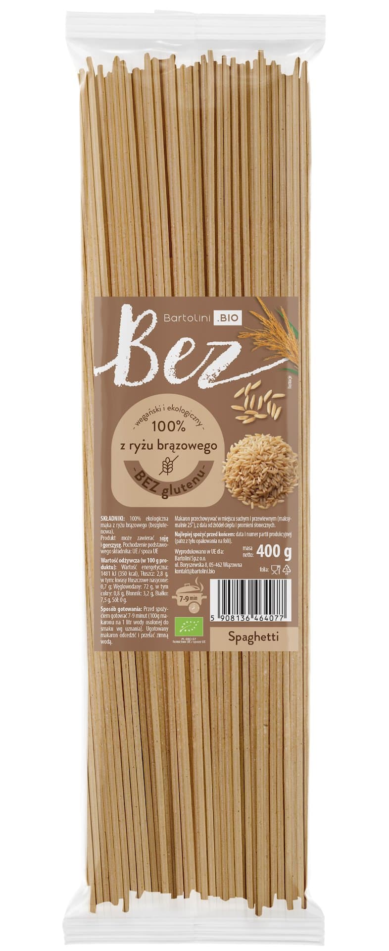 Bartolini – ruskean riisin pasta – Bartolini pakkaus