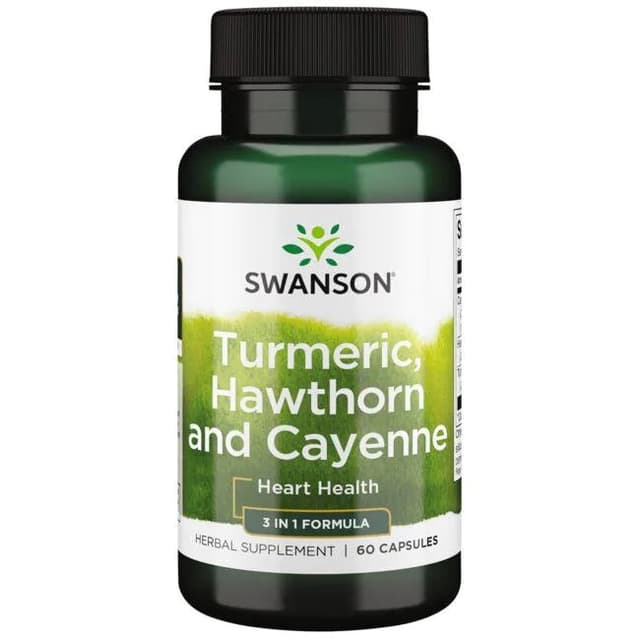 Swanson - Gurkemeje, hvidtjørn og cayennepeber - 60 kapsler – Swanson