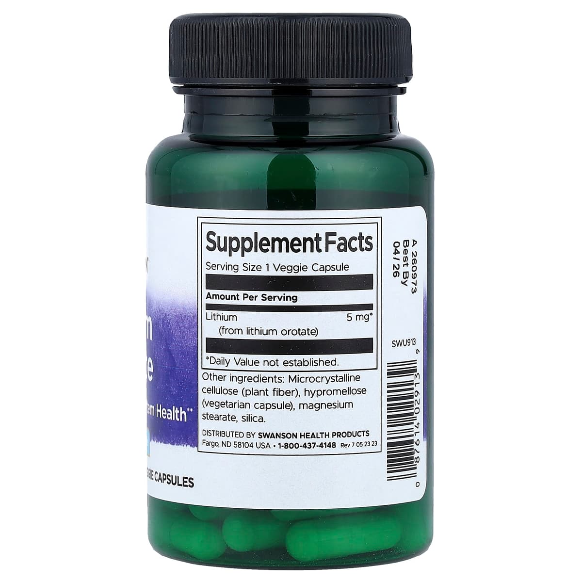 Swanson - Lithium Orotate - 60 Vcaps