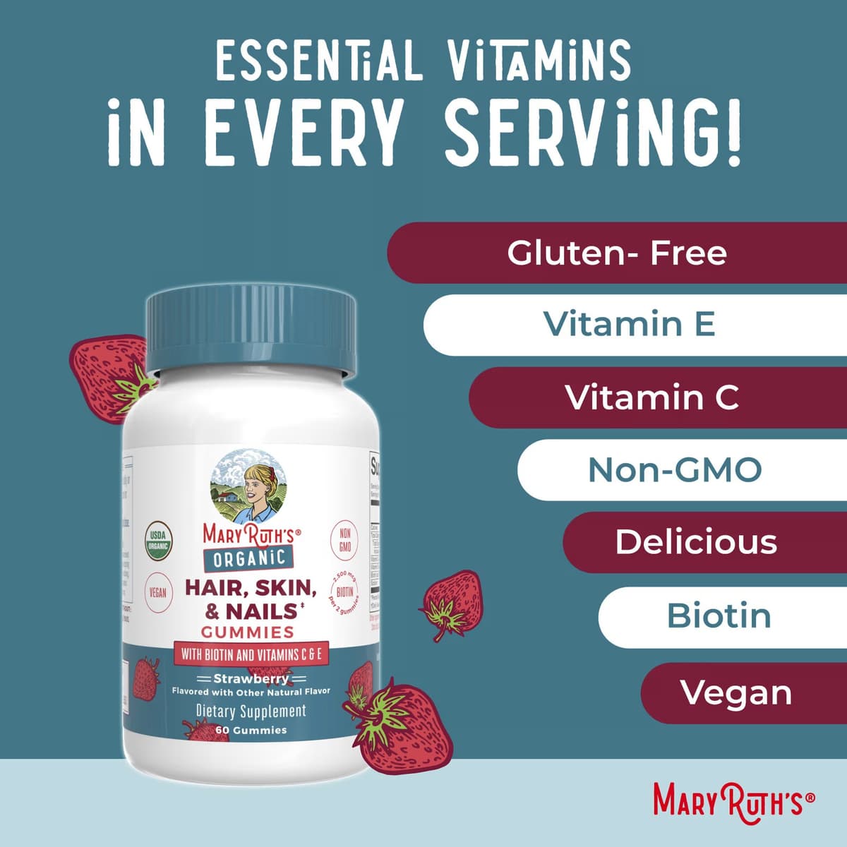 MaryRuth's - Luomu Hiukset, Iho ja Kynnet Gummies