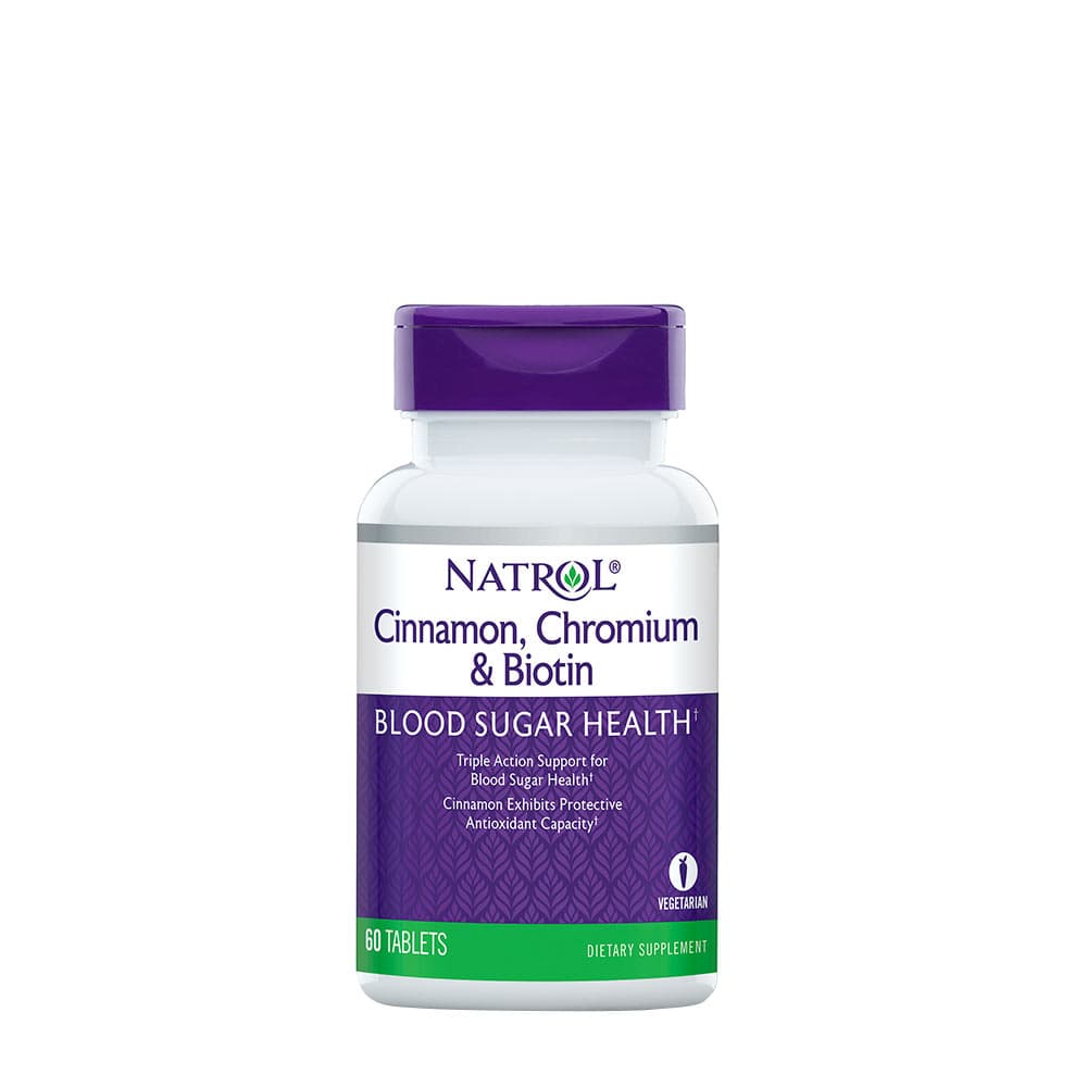 Natrol - Cinnamon, Chromium & Biotin - 60 Tabs – Natrol förpackning