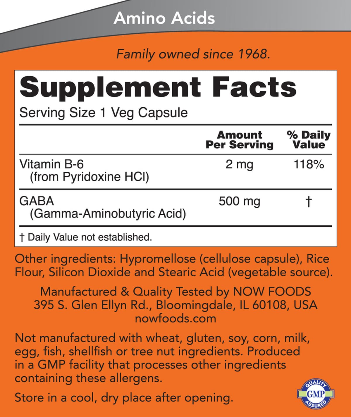 NOW Foods - GABA - 200 Veg Capsules