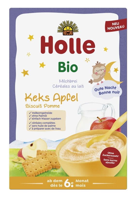 Holle - Bio Milk Cereal Biscuit Apple - 250g – Holle förpackning